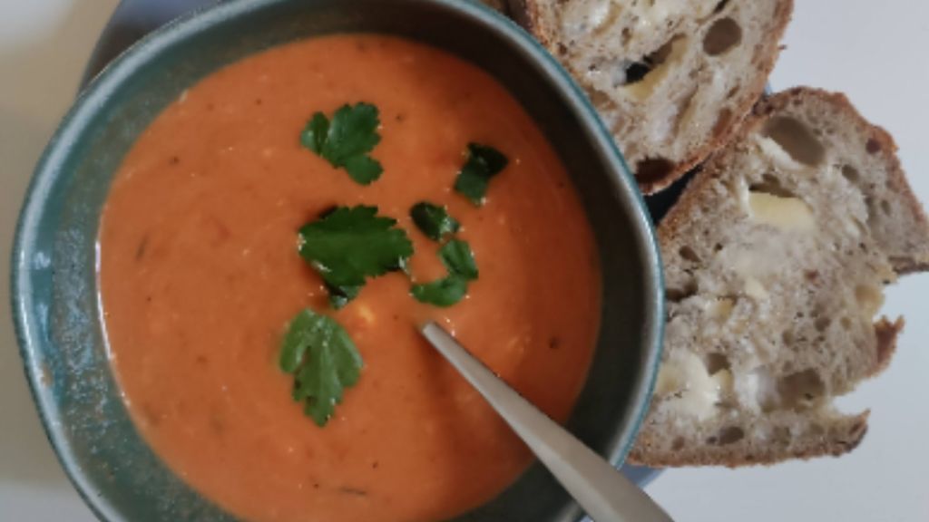 The writer's tomato soup made using Mary Berry's recipe