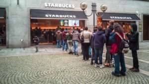 Queue outside coffee shop