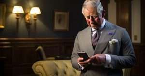 King Charles using smartphone