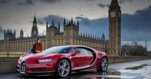 Lisa Nandy arriving at parliament in a Bugatti