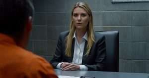 Carrie Mathison from Homeland interviewing suspect