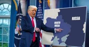 Donald Trump with Ukraine and Russia Map