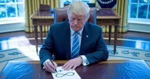 Donald Trump signing tariff documents