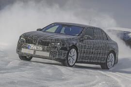 Electric BMW 3 Series prototype winter testing   front three quarter, drifting