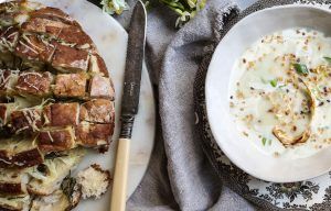 Sourdough bread and cauliflower soup