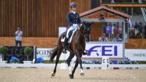 Maryland 5 Star dressage – Tamie Smith and Mai Baum, pictured at the 2022 worlds, lead