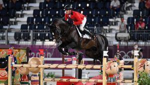 Jerome Guery riding Quel Homme De Hus in the Olympic team showjumping final at the Tokyo 2020 Olympic Games