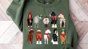 Horses dressed for Christmas jumper