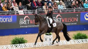 Becky Moody and Jagerbomb in the London Horse Show dressage grand prix in 2024.