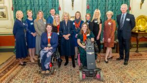 The Queen pictured with Britain's equestrian athletes from the Paris Olympics and Paralympics.