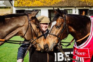 Champion racehorse trainer Nicky Henderson with Jonbon and Constitution Hill ahead of this year's Cheltenham Festival.