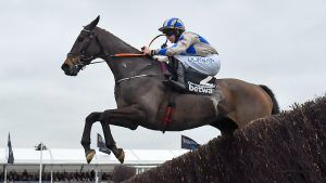 Captain Guinness and Rachael Blackmore en-route to winning the Queen Mother Champion Chase at Cheltenham Festival in 2024