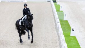 Lottie Fry and Glamourdale take the Dutch Masters dressage grand prix in March 2025.