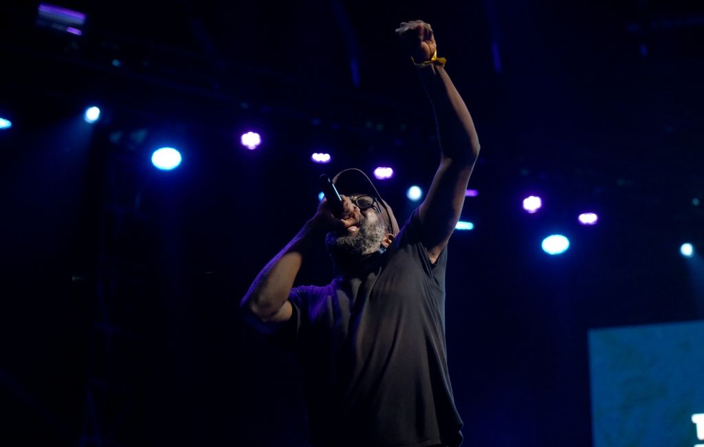 Tunde Adebimpe of TV On The Radio performing live on stage