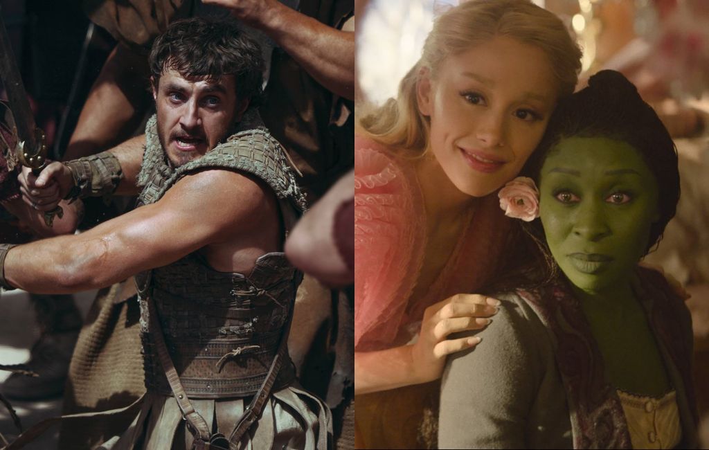 Paul Mescal in 'Gladiator 2' and Ariana Granda is Glinda and Cynthia Erivo in 'Wicked'