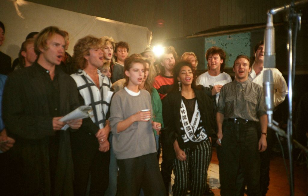 Members of the original Band Aid recording in 1984