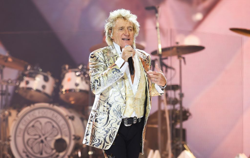 Rod Stewart performing live on stage