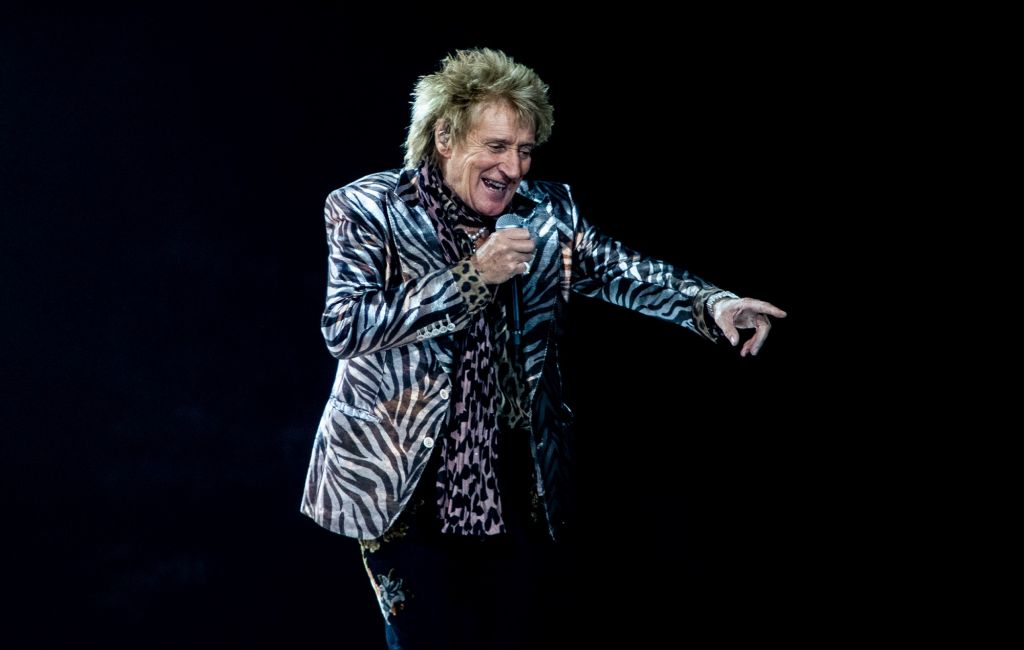 Rod Stewart performing live on stage