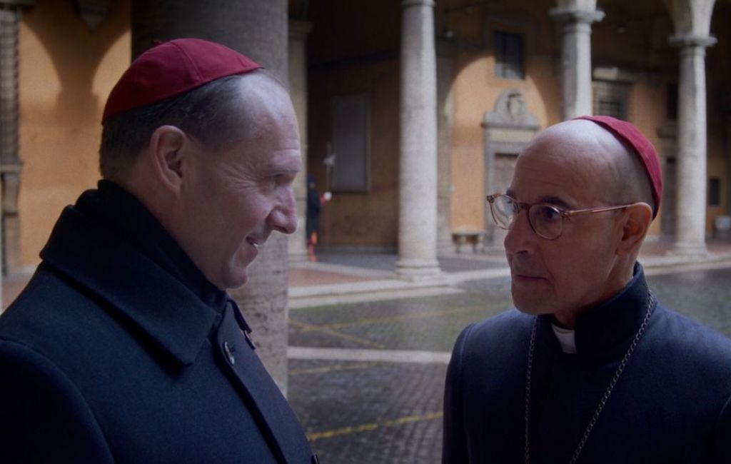 Ralph Fiennes and Stanley Tucci in 'Conclave'.