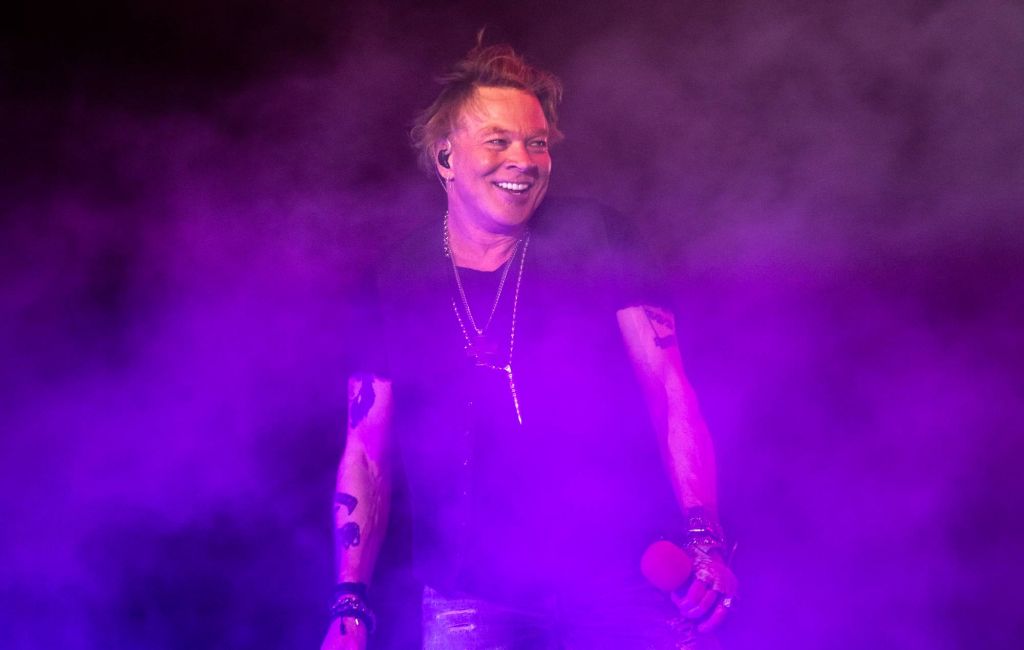 Axl Rose makes a surprise appearance with Saturdays headliner Carrie Underwood to sing a pair of the groups famous songs on the Mane Stage during the second day of the three-day Stagecoach Country Music Festival in Indio Saturday, April 30, 2022. Credit: Allen J. Schaben / Los Angeles Times via Getty Images