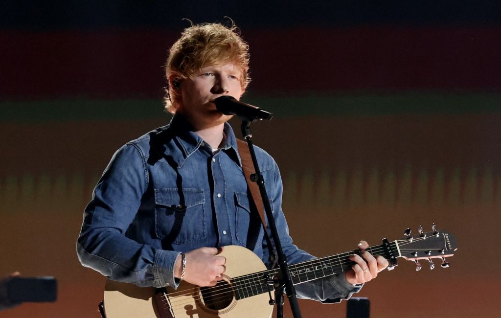 Ed Sheeran performing live on stage