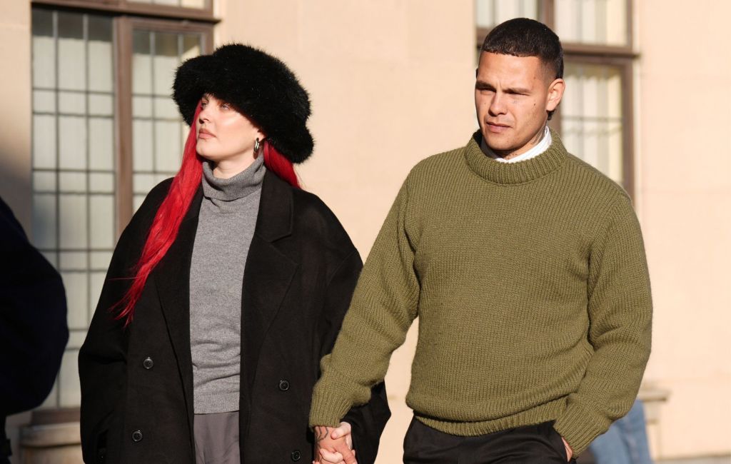 Slowthai, accompanied by his wife Anne-Marie, arriving at Oxford Crown Court