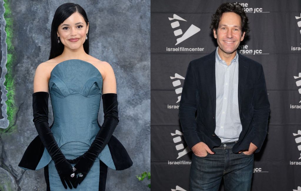 Jenna Ortega and Paul Rudd split image