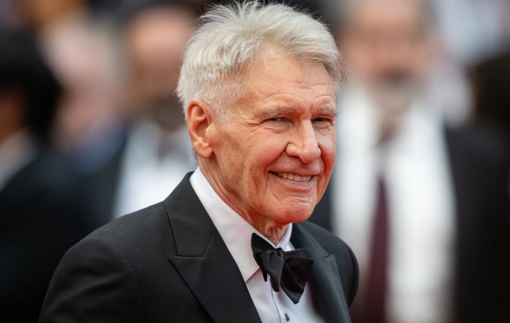 Harrison Ford attends the "Indiana Jones And The Dial Of Destiny" red carpet during the 76th annual Cannes film festival at Palais des Festivals on May 18, 2023