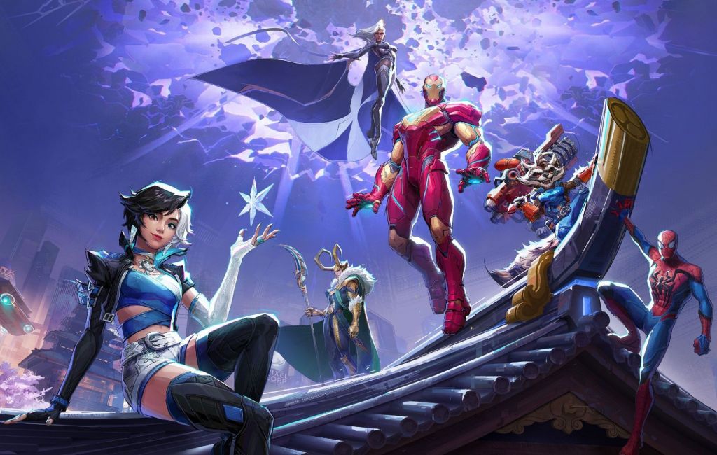 Marvel Rivals Cross Save: Iron Man, Spider-Man, Loki, Luna Snow, Rocket, and Storm can be seen