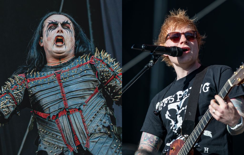 Cradle Of Filth's Dani Filth (left) and Ed Sheeran (right) performing live on stage