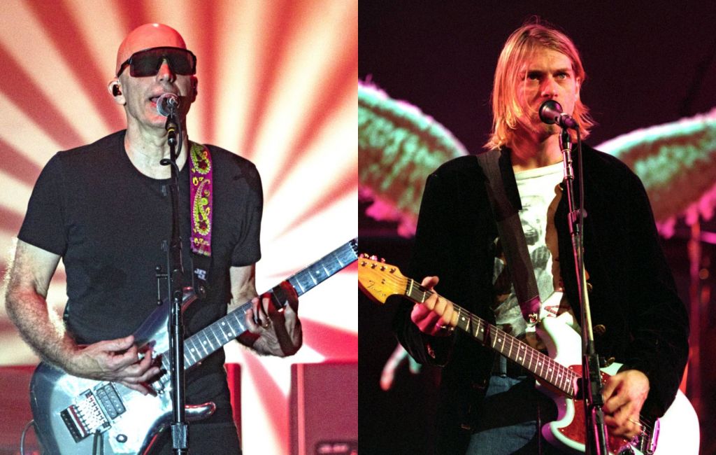 Joe Satriani and Kurt Cobain. Credit: Daniel Knighton and Jeff Kravitz via GETTY