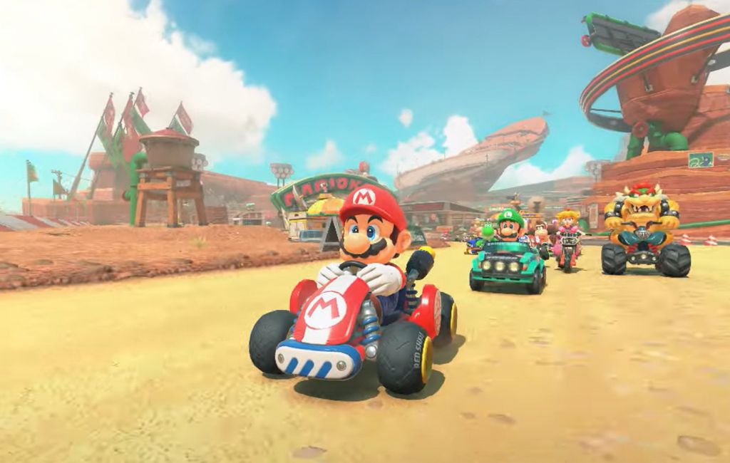 Mario Kart 9 Switch 1: Mario and others can be seen racing a kart