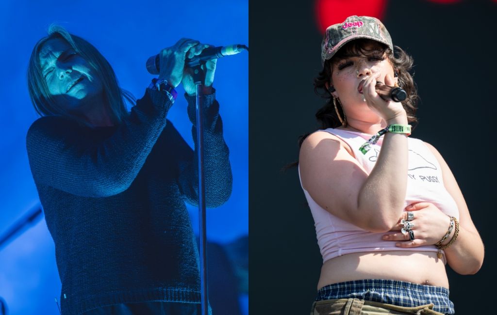 two side by side pictures of Beth Gibbons (left) and Lola Young (right) performing live on stage