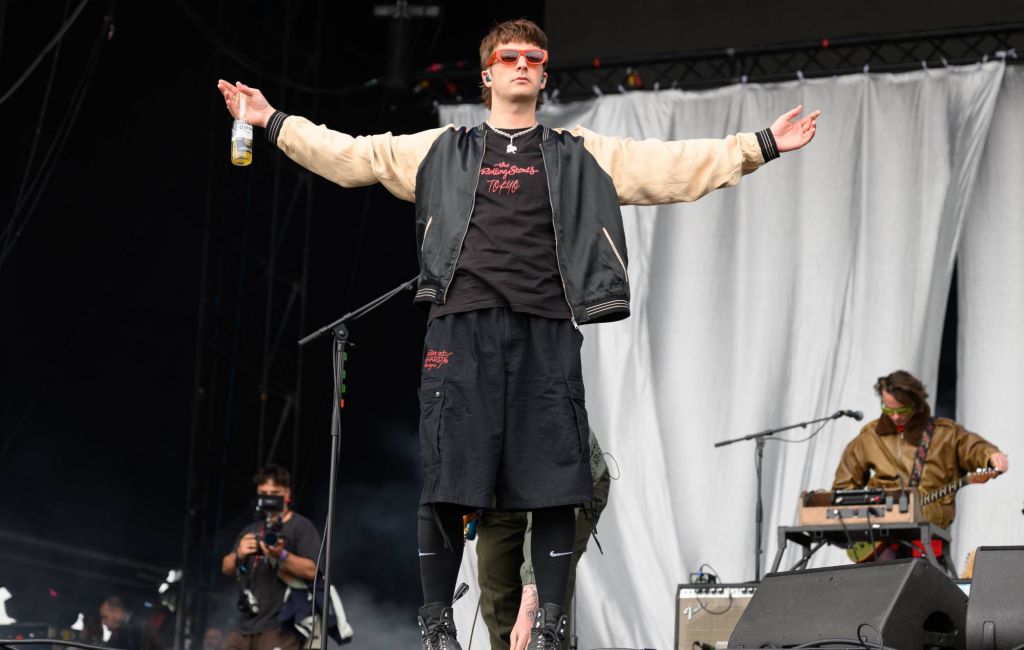 Grian Chatten of Fontaines D.C. performs on the main stage during day three of Leeds Festival 2024 at Bramham Park on August 25, 2024 in Leeds, England. (Photo by Katja Ogrin/Redferns)