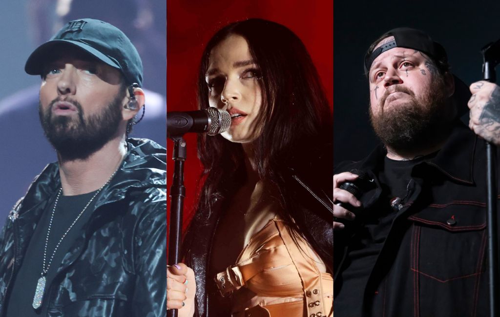 (From left to right) Eminem, Poppy and Jelly Roll. Photo credit: Christopher Polk/Billboard via Getty Images; Luis Gutierrez/Norte Photo/Getty Images; Scott Legato/Getty Images.