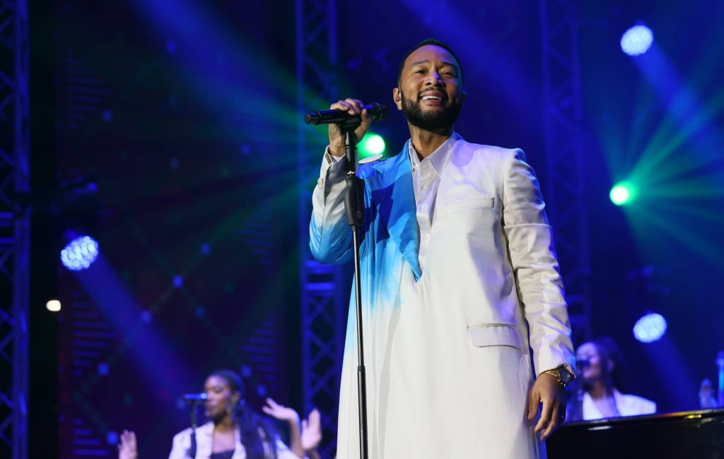 John Legend performs onstage during Global Citizen's Move Afrika: Kigali at BK Arena on February 21, 2025 in Kigali, Rwanda. (Photo by Jemal Countess/Getty Images for Global Citizen)