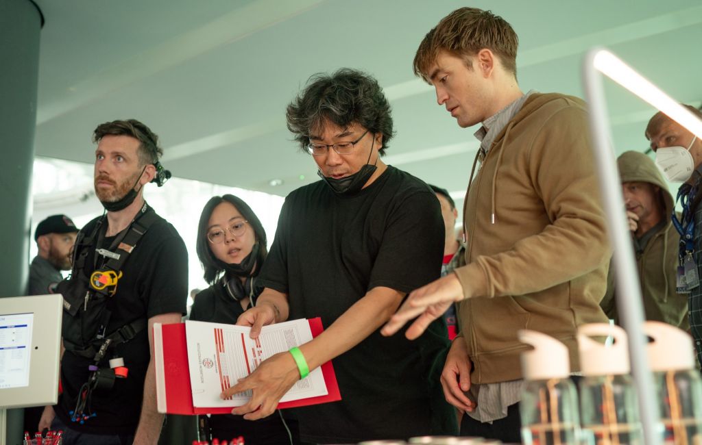 Director Bong Joon-ho and Robert Pattinson on the set of 'Mickey 17'.