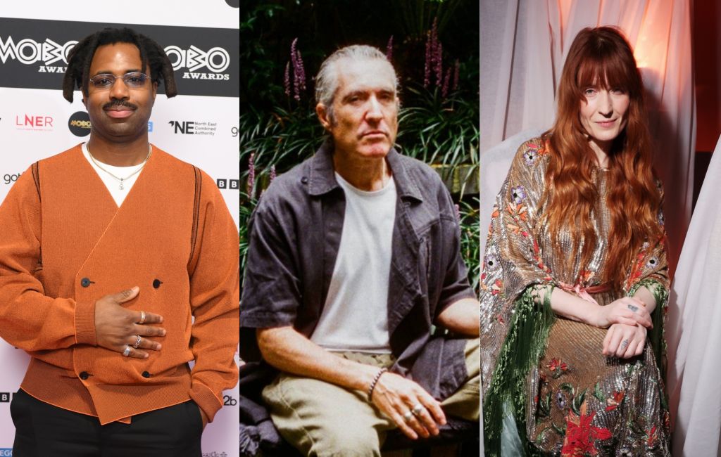 three side by side pictures of Sampha (left), Everything Is Recorded (centre) and Florence Welch (right)