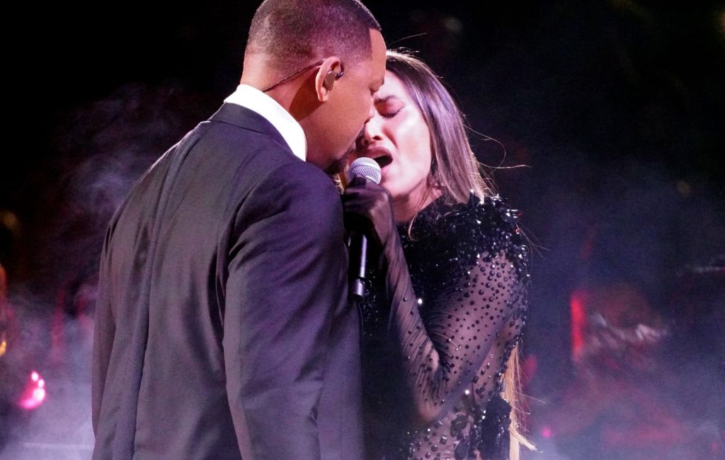 Will Smith and India Martínez perform onstage during Univision's 37th Premio Lo Nuestro at Kaseya Center on February 20, 2025 in Miami, Florida