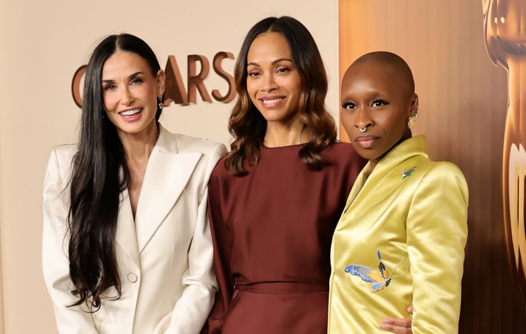 Demi Moore, Zoe Saldana and Cynthia Erivo at the Oscars rehearsal