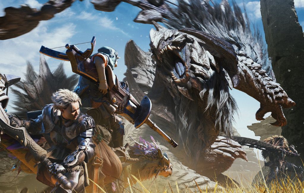 Monster Hunter Wilds Game Pass: Arkveld and two hunters can be seen