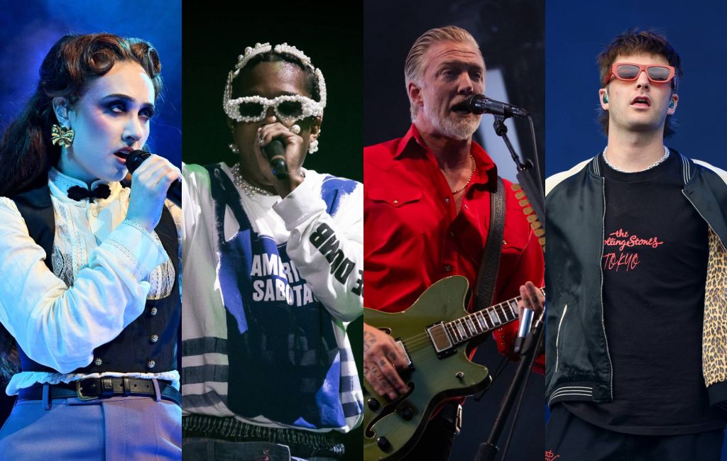 Chappell Roan, ASAP Rocky, Queens Of The Stone Age, Fontaines D.C. Credit Michael Kovac, Jason Koerner, Aldara Zarraoa, and Matthew Baker via GETTY