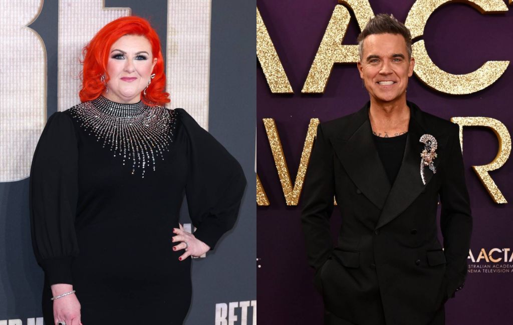 Michelle McManus and Robbie Williams. Credit: Tristan Fewings and Dan Peled via GETTY