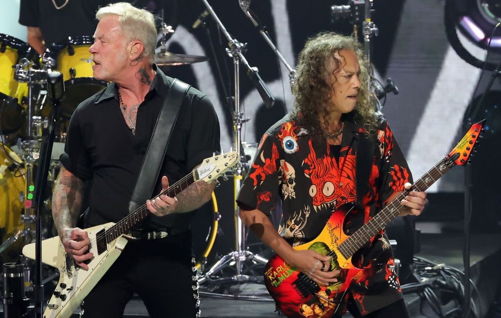 James Hetfield and Kirk Hammett of Metallica perform in December 2024