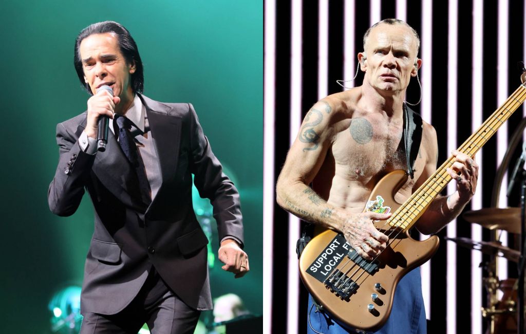 Nick Cave and Red Hot Chili Peppers' Flea. Credit: Chiaki Nozu and Gary Miller via GETTY