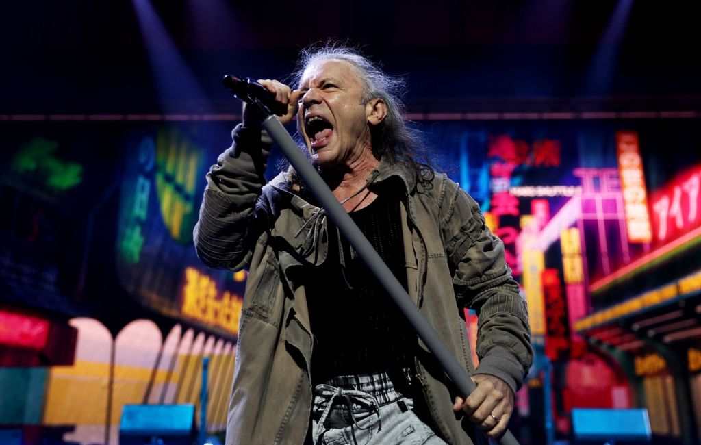 Bruce Dickinson of Iron Maiden performs live