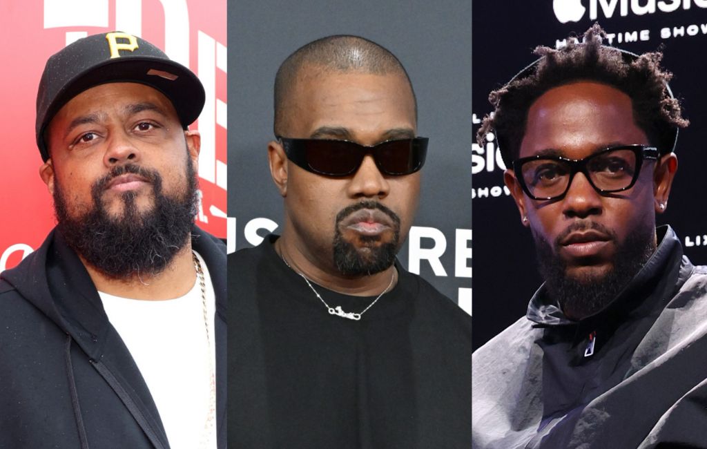 (From left to right) TDE Punch, Kanye West and Kendrick Lamar. Photo credit: Natasha Campos/Getty Images for Top Dawg Entertainment; Axelle/Bauer-Griffin/FilmMagic; Kevin Mazur/Getty Images.