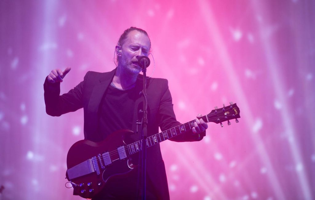 Thom Yorke from Radiohead performs on the Pyramid Stage at the Glastonbury Festival in 2017. (Photo by Matt Cardy/Getty Images)