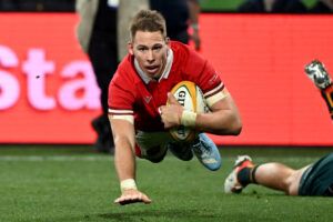 Wales’ Liam Williams scores a try against Australia during the sides' second 2024 test match.