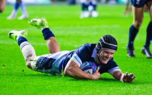 Scotland's Darcy Graham scores a try against Fiji in their the first Scotland Autumn International of 2024.